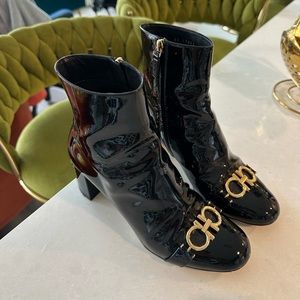 ❌SOLD❌ Salvatore Ferragamo Primula Patent Gancini Booties